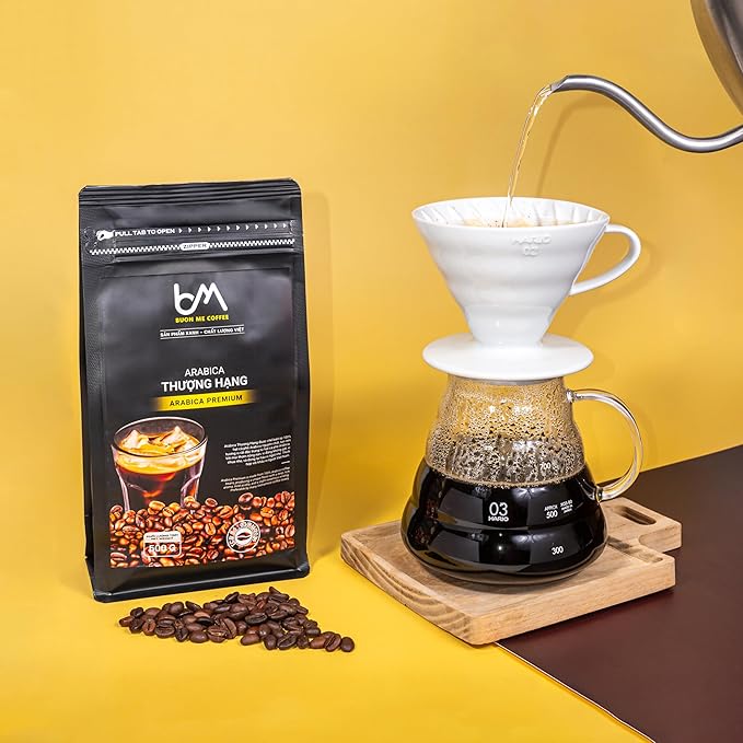 Buon Me Coffee Premium Arabica Ground Coffee Medium Roast 100% Original Arabica Coffee Beans Medium Roast Vietnamese Coffee Strong Flavor for Espresso 17.6oz Bag