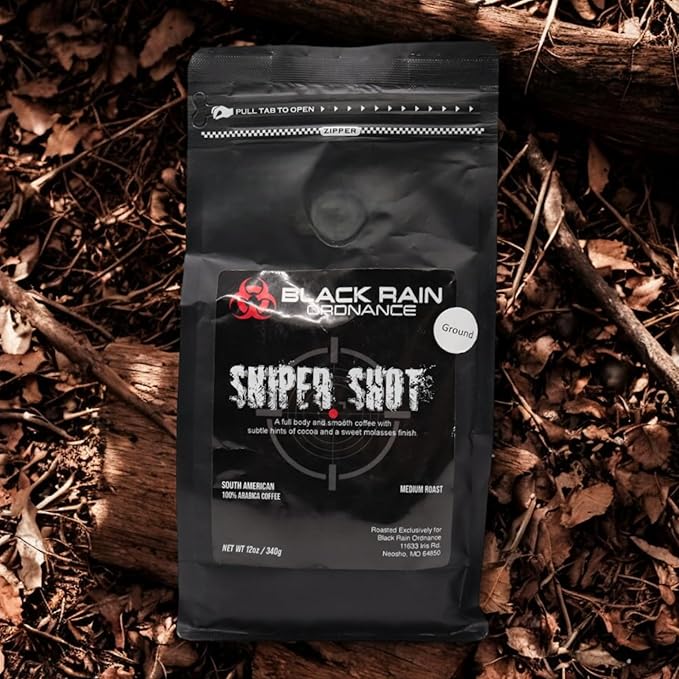 Black Rain Ordnance Sniper Shot Coffee – 100% Ground Arabica Coffee - Medium Roast - 12oz