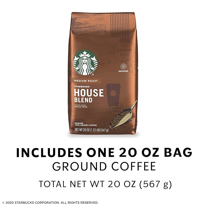 Starbucks Medium Roast Ground Coffee — House Blend — 100% Arabica — 1 bag (20 oz.)