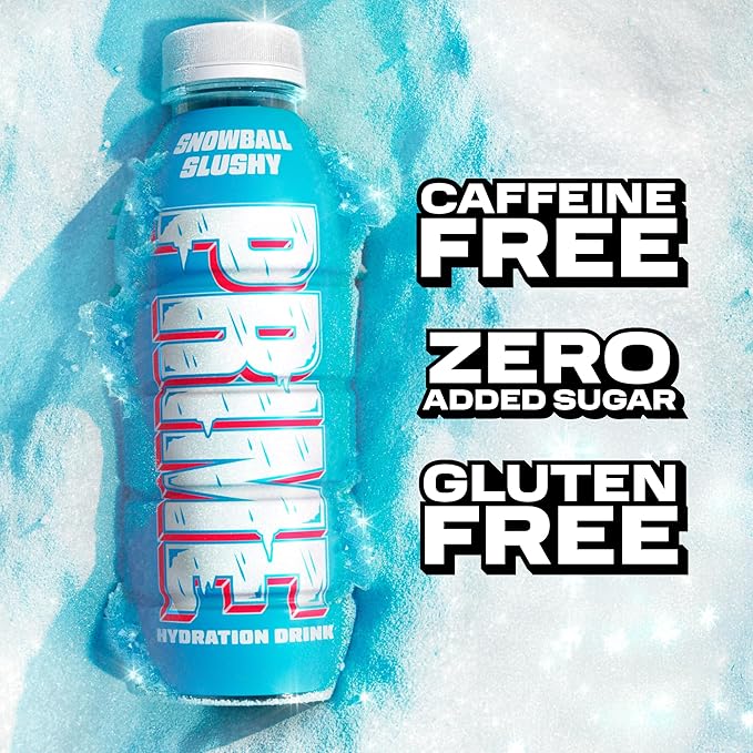 PRIME Hydration SNOWBALL SLUSHY Sports Drinks Electrolyte Enhanced for Replenishing Fluids 250mg BCAAs B Vitamins Antioxidants Low Sugar 16.9 Fl Oz 12 Pack
