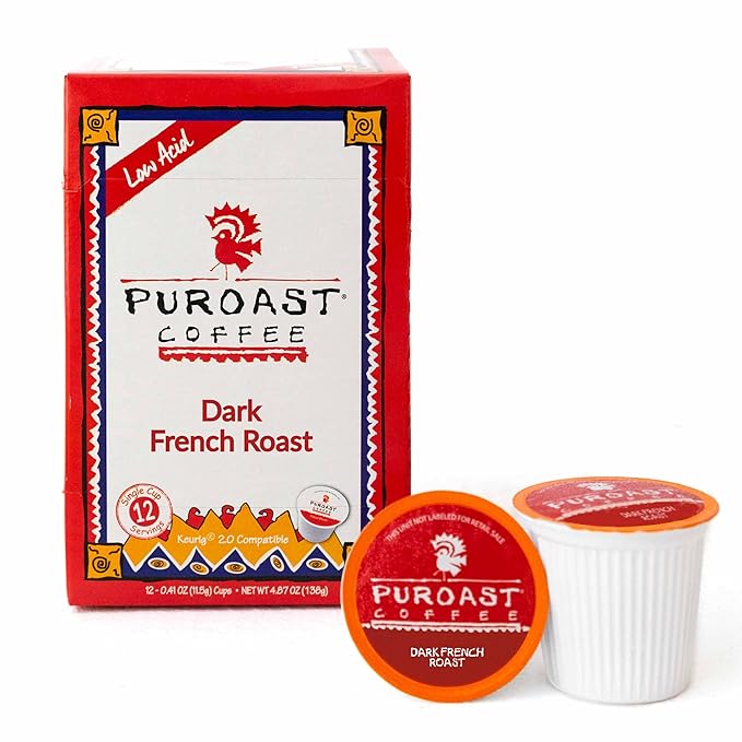 Puroast Low Acid Coffee Pods – House Blend Medium Roast French Roast Dark Roast &amp Vanilla Medium Roast – Single Serve Pods – Keurig Compatible – High Antioxidants – GERD Friendly – 3 Pack 12 Ct