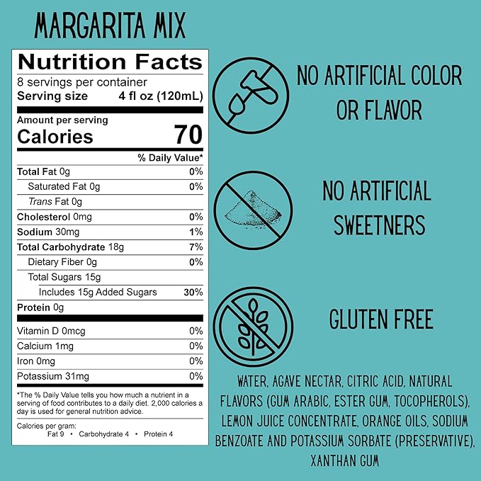 SPOOKY - Margarita Cocktail Mix - With 100% Blue Agave Nectar - No Artificial Colors Flavors or Corn Syrup - Premium Gluten Free Cocktail Mixers for your Machine - 32 Oz (Pack of 2)