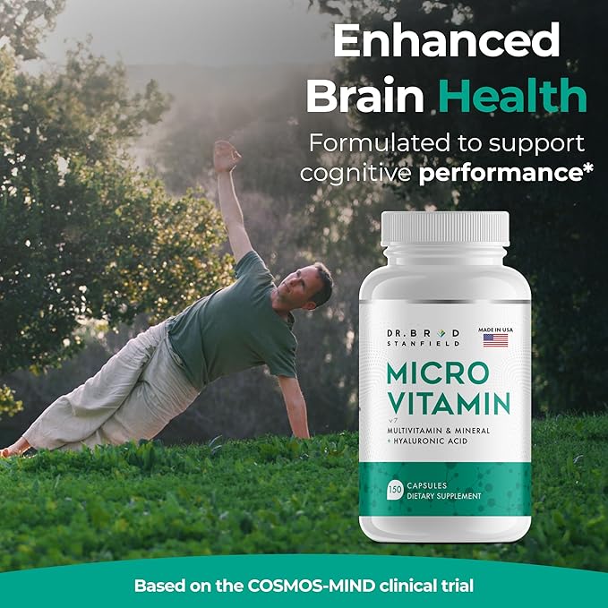 Daily Low Dose MultiVitamin &amp Mineral for Men &amp Women to Support Cognitive Performance &amp Memory + Hyaluronic Acid for Skin Health + TMG for Exercise (150 Count)