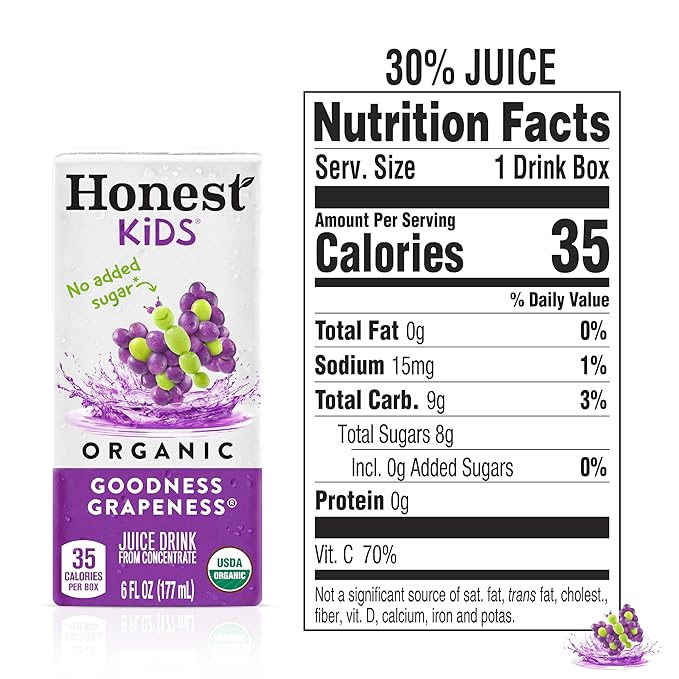 Honest Kids Goodness Grapeness Cartons 6 fl oz 8 Pack 5 Sets