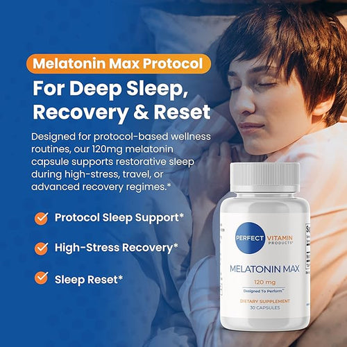 120mg Extra Strength Melatonin MAX - Single Capule Dose - High Dosage Melatonin Ensures Amply Supply Of This Important Hormone - 100% Drug-Free Vegan Non-GMO Gluten-Free (30 Capsules)