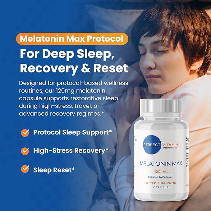 120mg Extra Strength Melatonin MAX - Single Capsule Dose - High Dosage Melatonin Ensures Ampifly Supply Of This Important Hormone - 100% Drug-Free Vegan Non-GMO Gluten-Free (180 Capsules)