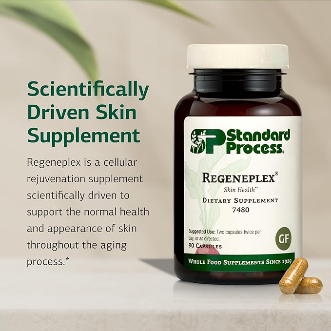 Standard Process Regeneplex - Skin Health Supplement with Vitamin C &amp Zinc - Supports Cellular Function - Gluten-Free - 90 Capsules (45 Servings)