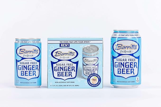 Barritt's Mixers - Sugar Free Diet Ginger Beer Non-Alcoholic Soda Cocktail Mixer 7.5 fl oz Cans 24 Pack Mini 0 Calories No Aspartame