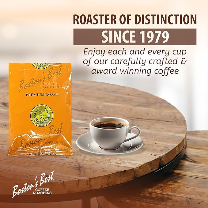 Boston’s Best - In-Room Premium Roast Regular Ground Coffee Filter Portion Packets Brewed Drinks Pack of 200 (.664 oz. per packet) Use with 4-Cup Drip Coffee Machine