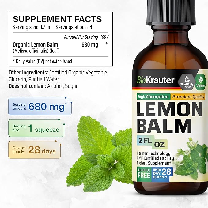 BIO KRAUTER Lemon Balm Tincture 2 Fl. Oz. &amp Cat's Claw Tincture 2 Fl. Oz.