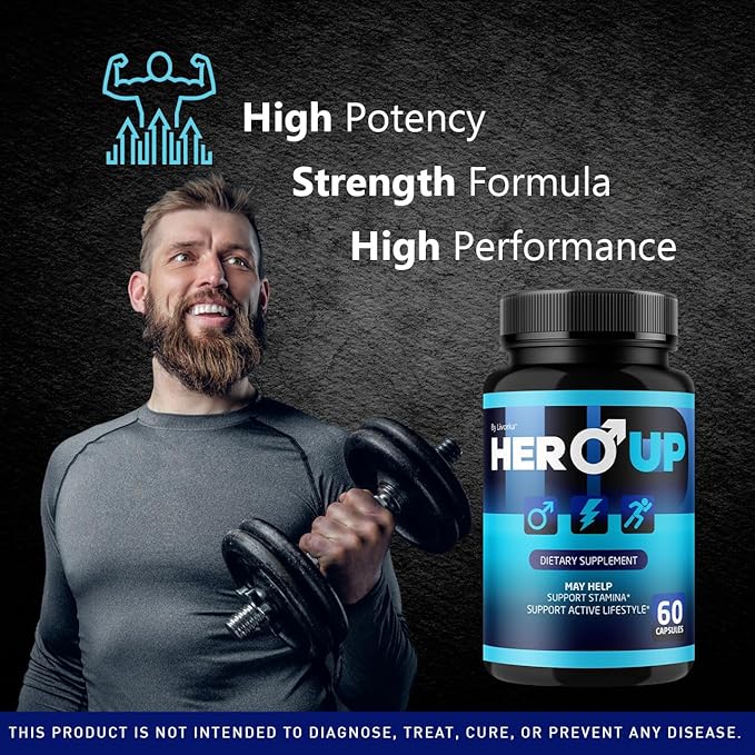LIVORKA Hero Up Capsules - Official HeroUp Supplement Pills for Men - Maximum Strength Energy Support All Natural Hero Up Vitamins Support for Overall Health &amp Wellness 60 Capsules for 1 Month