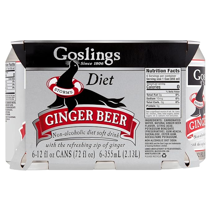 Gosling's Diet Stormy Ginger Beer 12oz (Pack of 12) | Non-alcoholic soft drink with the refreshing zip of ginger 0 calorie 0 sodium 0 carbohydrates 0 sugar