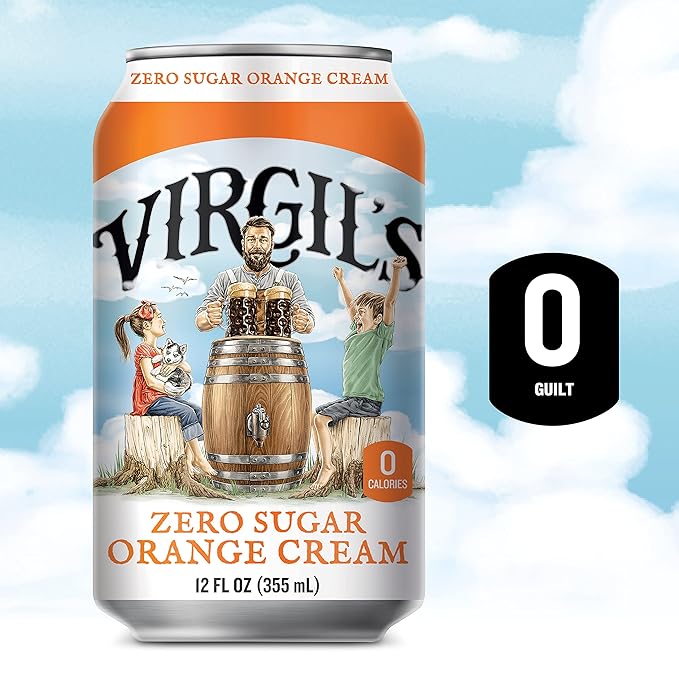 Virgil's New All-Natural Zero Sugar Orange Soda 12-oz (24 Cans)