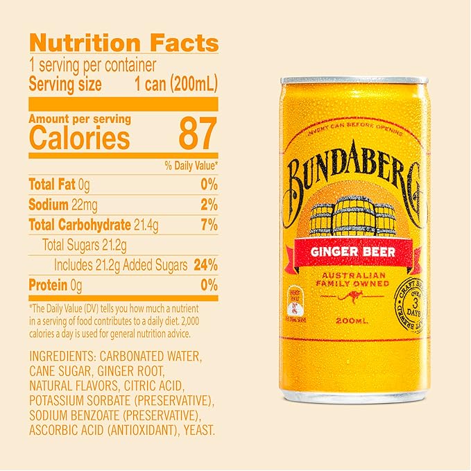 Bundaberg Ginger Beer 6.8 fl oz Cans (24 Pack)