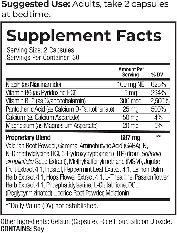 DeltaSom Natural Sleep Aid - Non Habit Forming Sleep Supplement with Valerian Root That Leaves Adults Feeling Rested - 2 Bottles