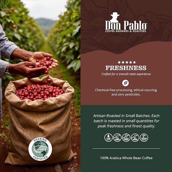 Don Pablo Colombian Supremo - Medium-Dark Roast - Whole Bean Coffee - Low Acidity