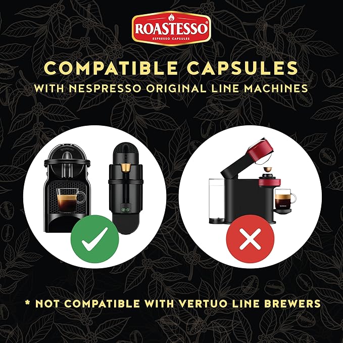 Roastesso Espresso Capsules Hioncaff Intensity 10 Compatible with Nespresso Original Machines High Caffeine Dark Roast Ristretto Single Serve Recyclable Coffee Pods (80 Count)