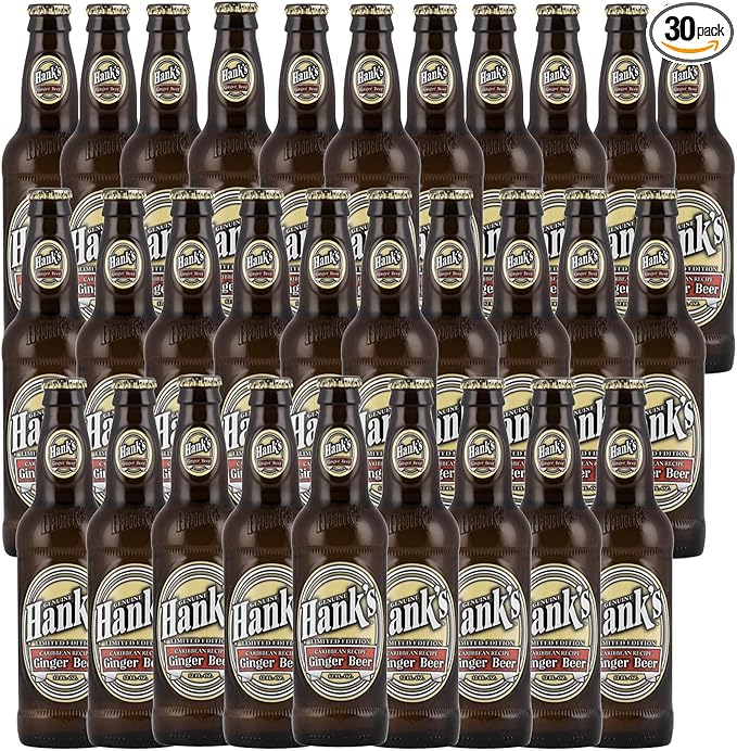 Hank's Genuine Gourmet Ginger Beer 12 fl oz Bottles – Premium Craft Soda with Bold Zesty Flavor – Caribbean-Inspired Recipe Pack of 30