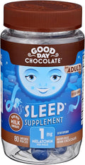 Good Day Chocolate Melatonin for Adults [ 80 Count ] - Fair Trade Non-GMO Chocolate with Chamomile and Melatonin 1 mg - Adult Melatonin Adult Natural Sleep Aid Supplement