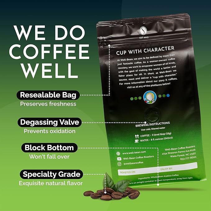 Well-Bean Coffee - Scissor Kick Whole Coffee Beans Blend Dark Roast Coffee Beans Vegan &amp Gluten-Free Keto Coffee Papua New Guinea Brazilian &amp Sumatra Coffee 2 lb