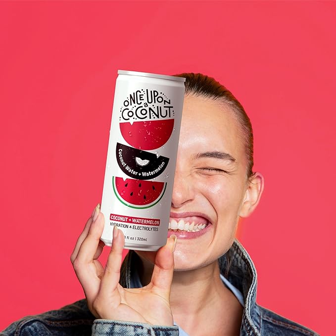 Once Upon a Coconut Premium Watermelon Coconut Water - Low Calorie All-Natural Drink with Electrolytes - Non-GMO - Gluten-Free -10.8 Fl Oz (Pack of 12)