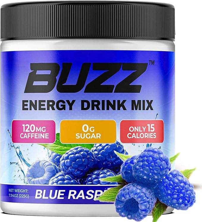 Morning Buzz Energy Drink Powder - Energy Boost Drink Mix - Sugar-Free Energy with Antioxidants - Morning Kickstart and Sports Nutrition Endurance Product - 30 Servings Blue Raspberry 8 Ounces