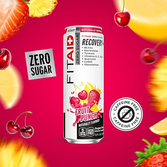 FITAID ZERO Sugar Keto-Friendly Number 1 Post-Workout Recovery Drink Contains Zero Sugar BCAAs Glucosamine 5 Calories Keto Variety Pack 12 Fl Oz (Pack of 12)