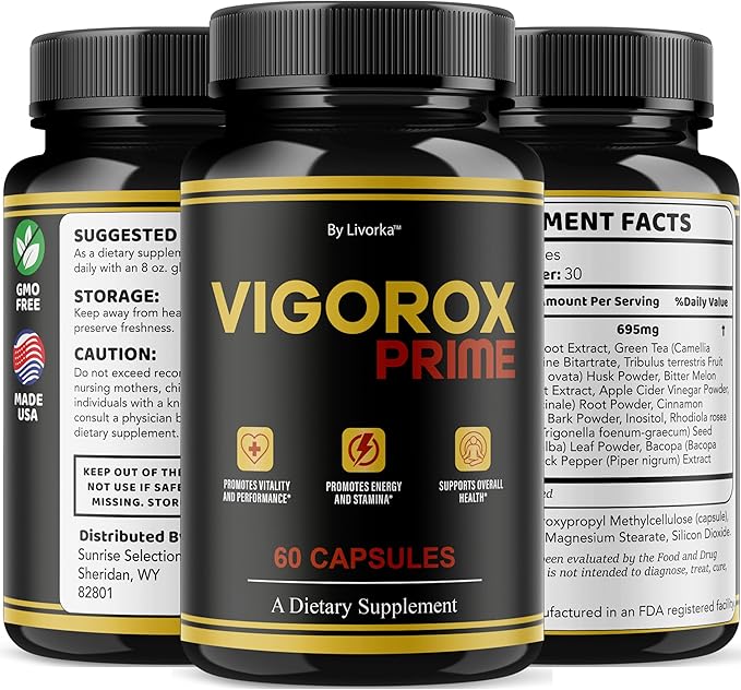 Vigorox Prime Capsules - Official VigoroxPrime Pills Advanced Support Formula - Maximum Strength All Natural Ingredients for Overall Health &amp Wellness Reviews 60 Capsules for 1 Month