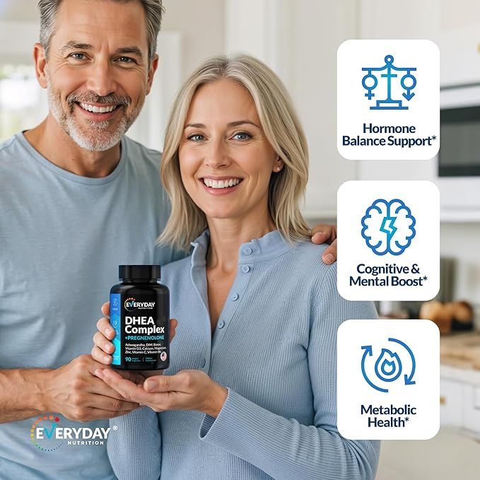 DHEA Micronized 200mg Complex with Pregnenolone 100mg Supplement for Men &amp Women with Ashwagandha DIM Magnesium Boron Calcium  Zinc Vitamin D3 C and B6 Hormone Support - Made in USA 90 Caps