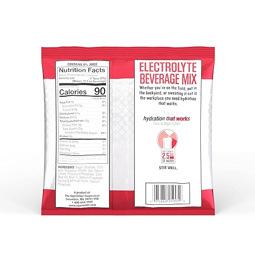 Sqwincher Powder Pack Assorted Flavor Electrolyte Drink Concentrate 23.83 oz Packet (Pack of 32)Cherry016047-CH