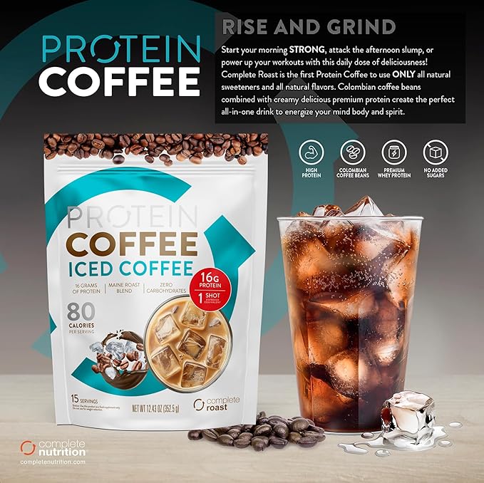 Complete Roast Iced Protein Coffee - 16g Protein 0 Carbs Non GMO Whey- 30 serv.