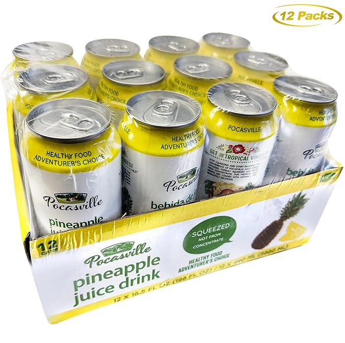 Pocasville Fruit Juices Squeezed not form Concentrate 16.5 Fluid Ounce Can (Pineapple 12)