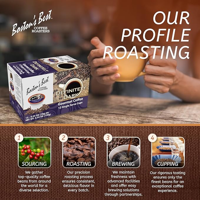 Bostons Best - Definitely Dark Roast Bold &amp Rich Gourmet Coffee Compatible with Keurig Coffee Maker 1 Count (72 Single Serve Cups)