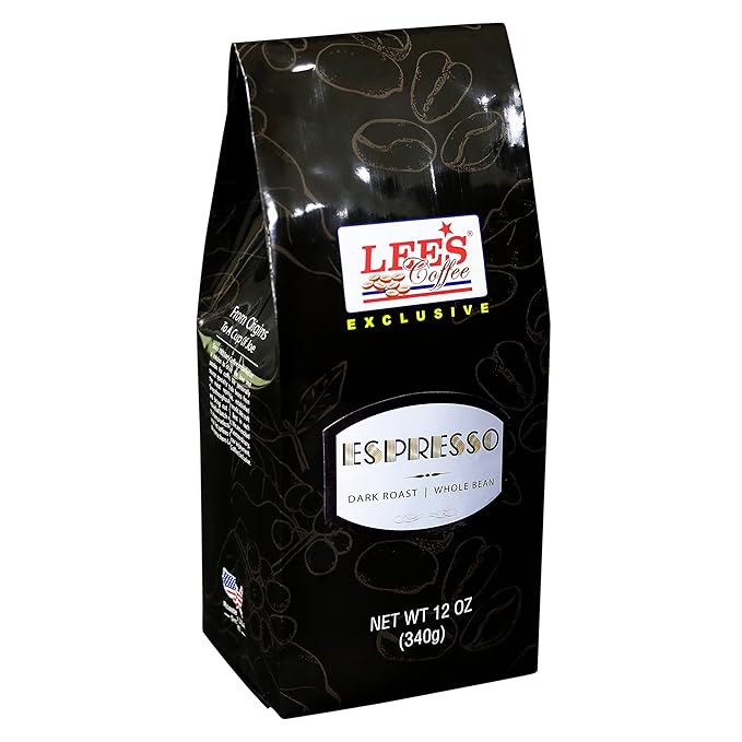 Lee's Coffee Exclusive-Espresso Whole Bean Coffee 12 Ounce