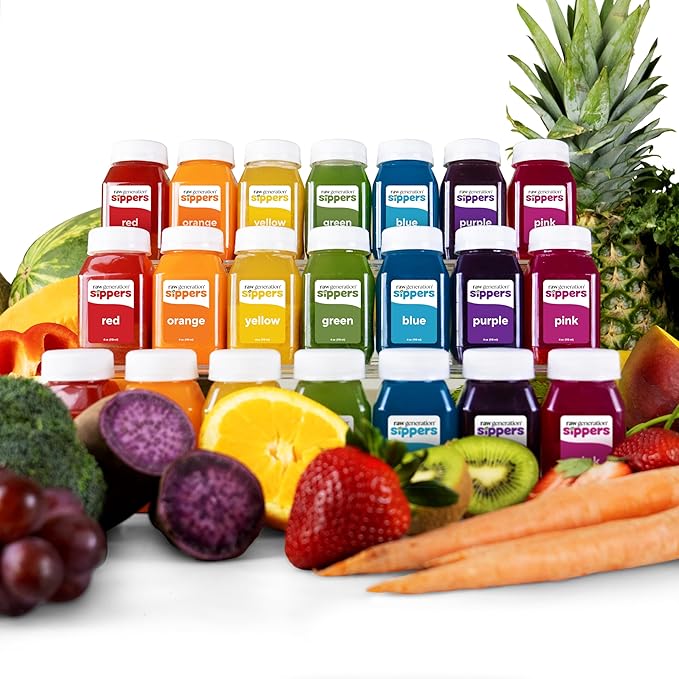 Kids Fruit &amp Veggie Juice by Raw Generation - 40 Produce Types Weekly Sugar-Free Flash-Frozen 4-Week Supply for Picky Eaters Cold Pressed &amp Flash-Frozen