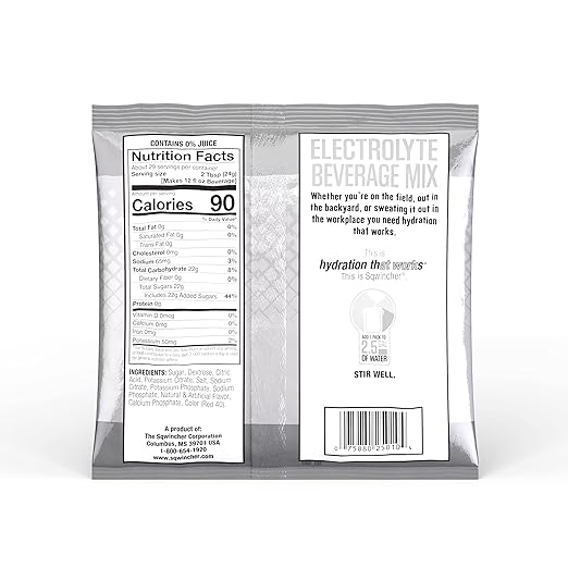 Sqwincher Powder Pack | Cool Citrus Flavored | Low Calorie | Low Sodium | Electrolyte Replenishment Hydration Drink Mix | Just Add to 5 Gallons of Water | 47.66 oz packet (pack of 16)