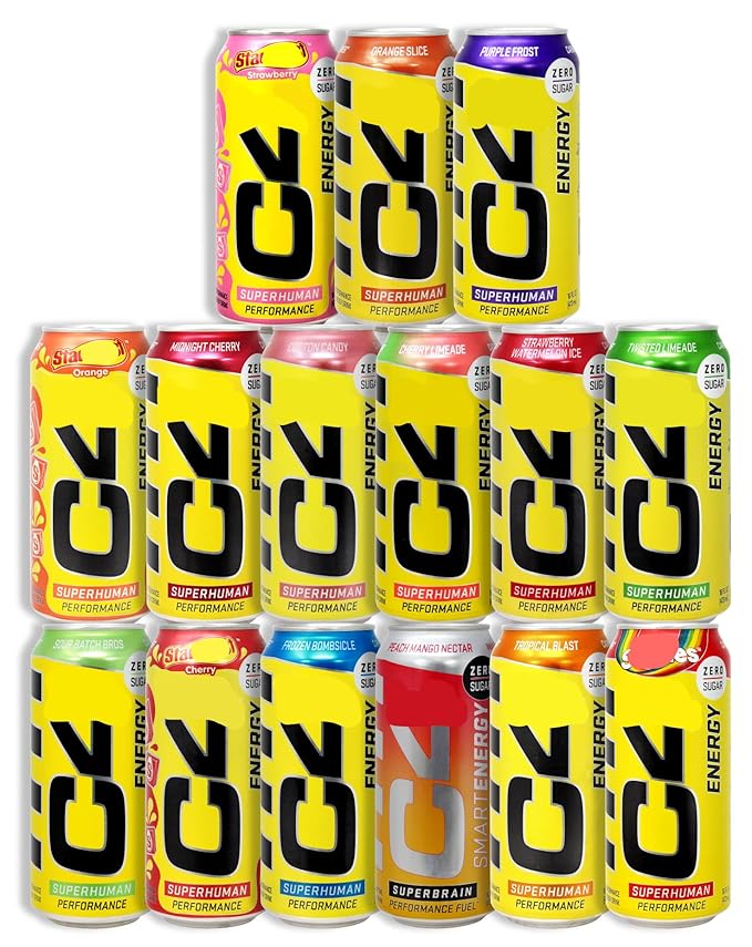 C-4 Energy Drink Variety Pack Carbonated Sugar Free Pre Workout Performance Drink 12 Oz Pack of 10