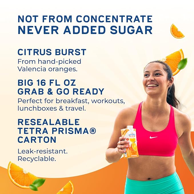 Odwalla 100% Pure Orange Juice No Pulp – Hand-Picked OJ Juice - Vitamin C - No Sugar Added No Artificial Ingredients No Preservatives - 16 fl oz (12 Pack)