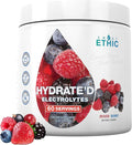 Sweat Ethic Hydrate’D Electrolytes Electrolyte Powder with Potassium Magnesium &amp Vitamin C Easy Mix Powder for Hydration &amp Performance Support Natural Ingredients Mixed Berry Flavor 60 Se