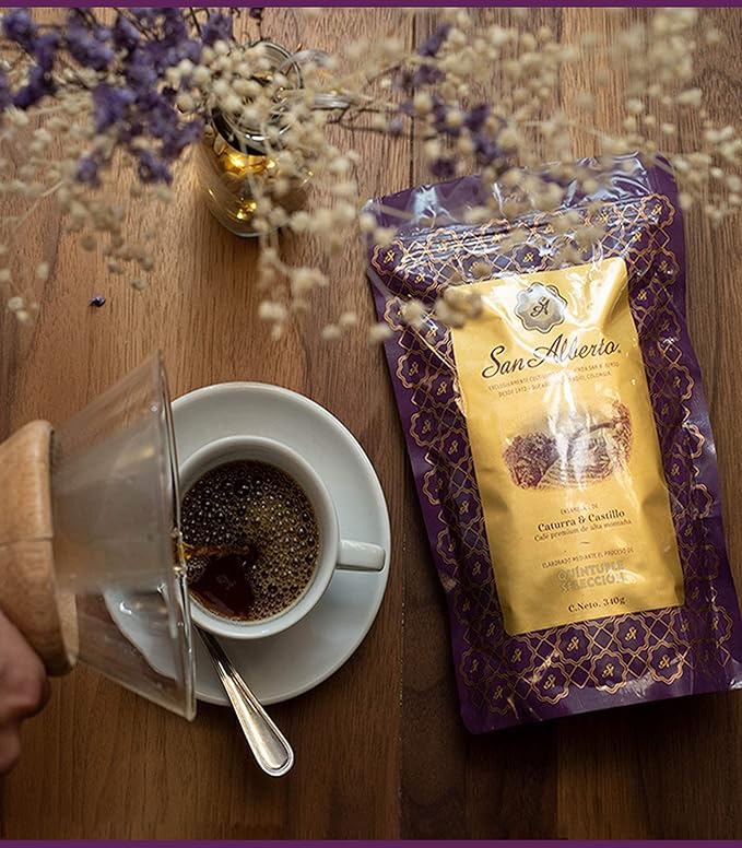 San Alberto Whole Bean Coffee - Single Origin &amp Specialty Colombian Arabica Coffee Dark Roast with Caramel &amp Dark Chocolate Notes - 12 oz
