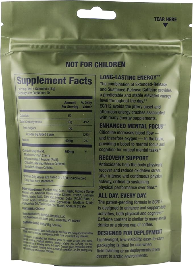 Energy Focus Recovery Gummies - Blue Raspberry + Watermelon Flavors - Caffeine