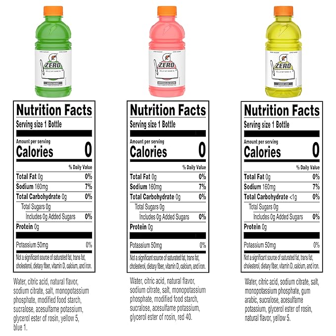 Gatorade Zero Kids Variety Pack (Apple Watermelon Lemon Lime) 12 Fl Oz (Pack of 24)