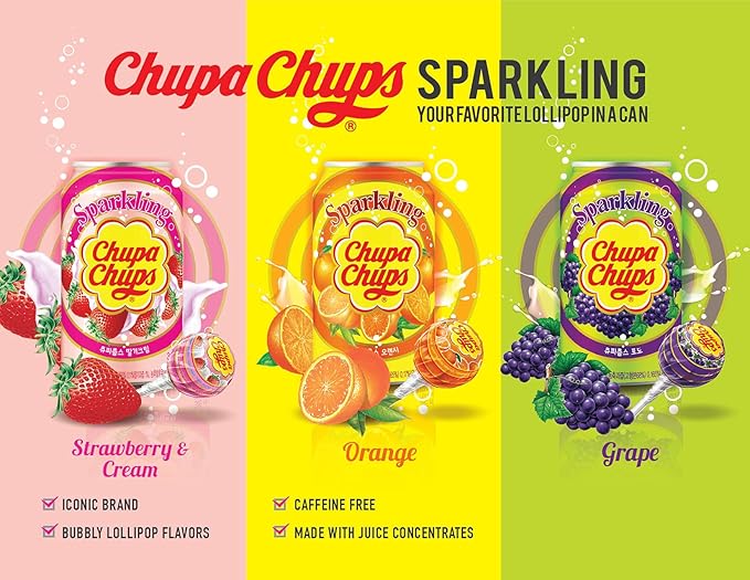 Namyang Chupa Chups Sparkling Soda Flavor 345ml (Grape 6 Cans)