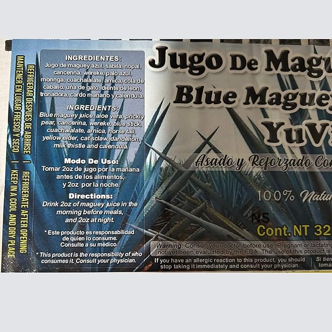 Blue Maguey Juice | Jugo de Maguey YuVi 33 oz (1 LT) Tonic Drink Dietary Supplement