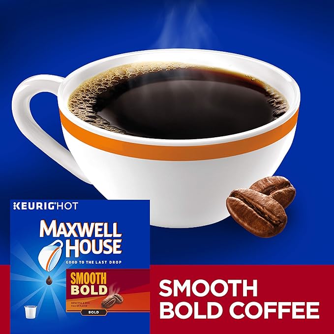 Maxwell House Smooth Bold Dark Roast K-Cup Coffee Pods (72 Pods 4 Packs of 18)