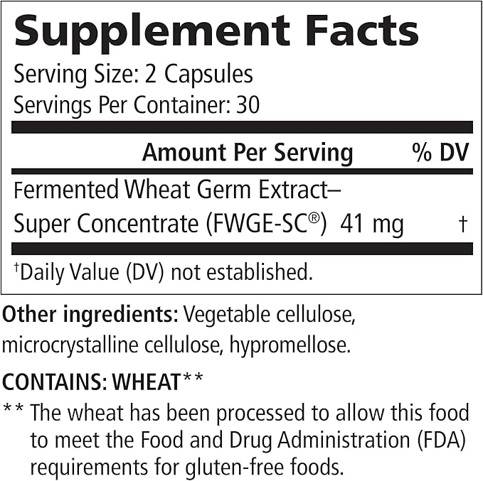 American BioSciences Metatrol Fermented Wheat Germ Extract - Immune &amp Mitochondria Support for Renewed Vitality &amp Enhanced Energy - Gluten Free - 60 Vegetarian Capsules 41mg
