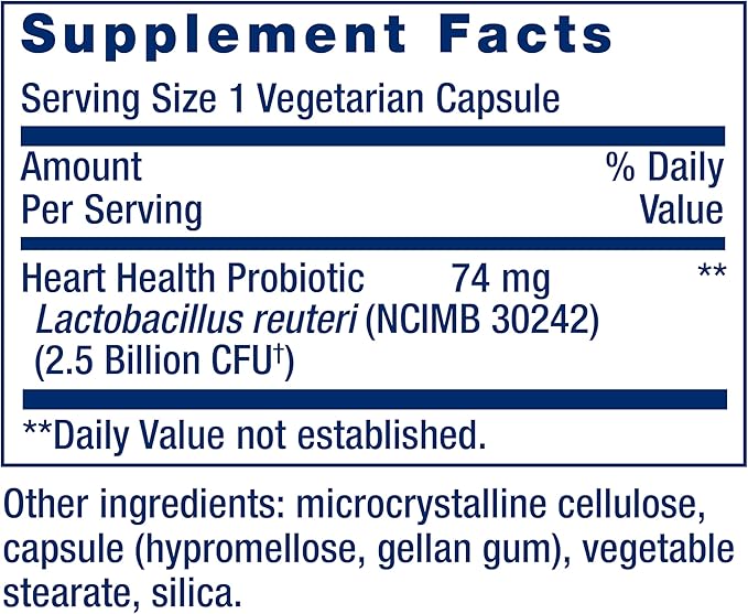Life Extension FLORASSIST® Probiotic Heart Health Lactobacillus reuteri 30242 Promotes Heart Health and Already Healthy Cholesterol Levels Gluten-Free Non-GMO Vegetarian 60 Capsules