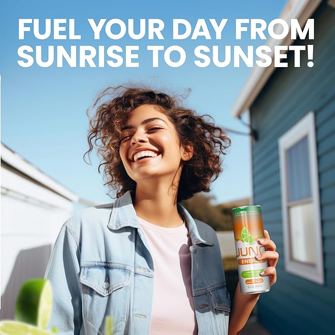 JUNO ENERGY Limeade Still Energy Drink - Sugar Free 125mg Organic Caffeine from Green Coffee Beans Hydrating with Stevia Organic Lime Juice - Vegan Gluten Free 12 Pack
