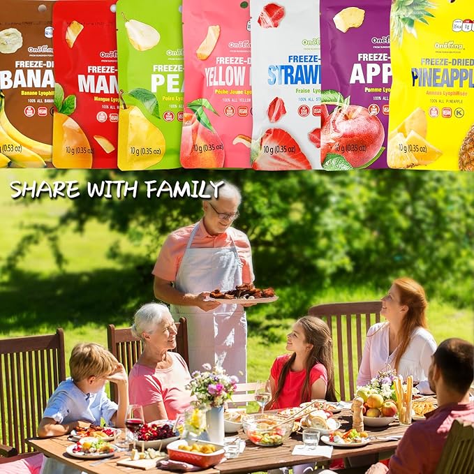 ONETANG Freeze-Dried Mixed Fruit 24 Pack Single-Serve Pack Non GMO Kosher No Add Sugar Gluten free Vegan Holiday Gifts Healthy Snack 0.35 Oz