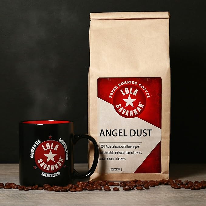 Lola Savannah Angel Dust Ground Coffee - Delicate Blend of Rich Chocolate &amp Sweet Coconut Creme | Caffeinated | 2lb Bag